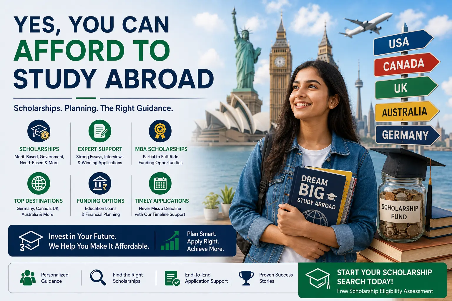 Study abroad with scholarship Indian student university international